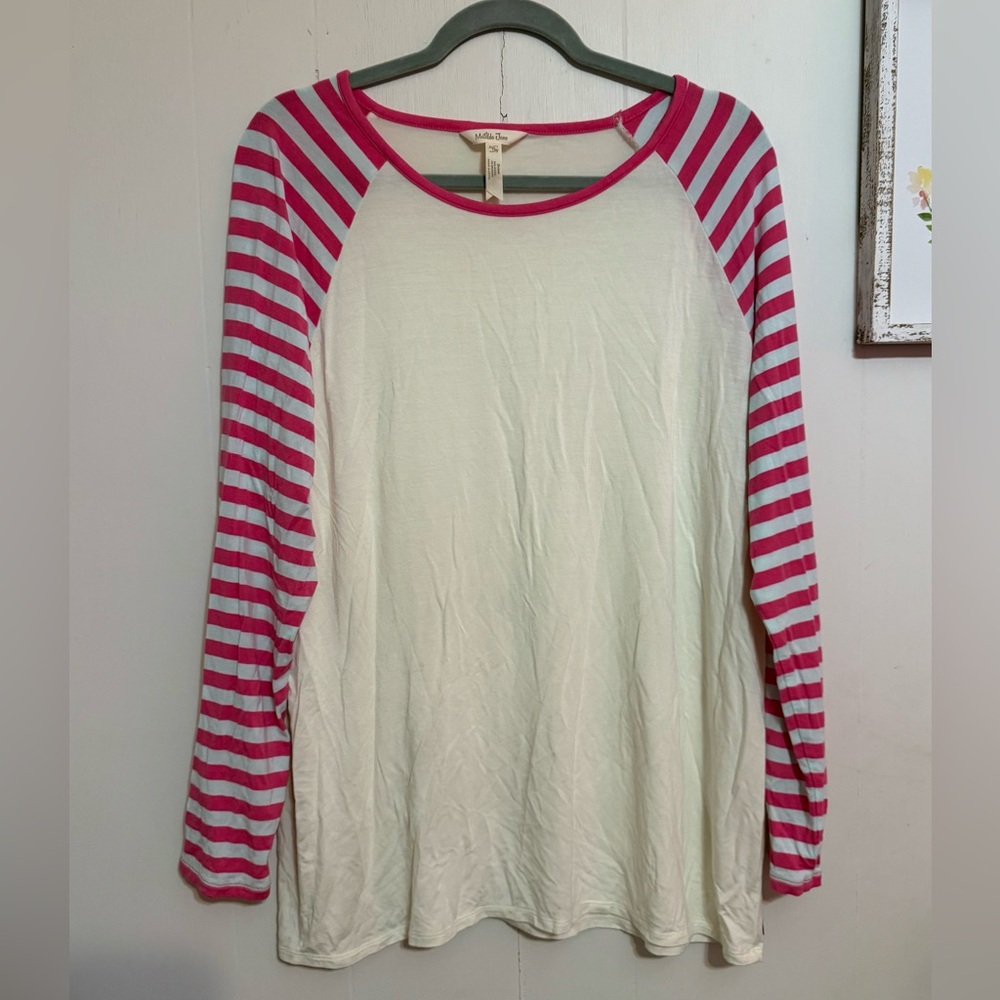 Matilda Jane Pink and White Striped Long Sleeve Top